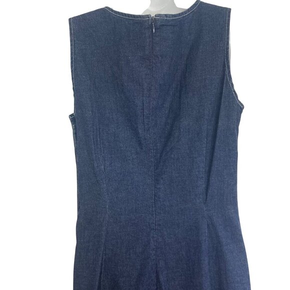 Vintage Boutique Europa Denim Maxi Dress 12 Side Buttons Pockets Stretch NWOT - Picture 9 of 11